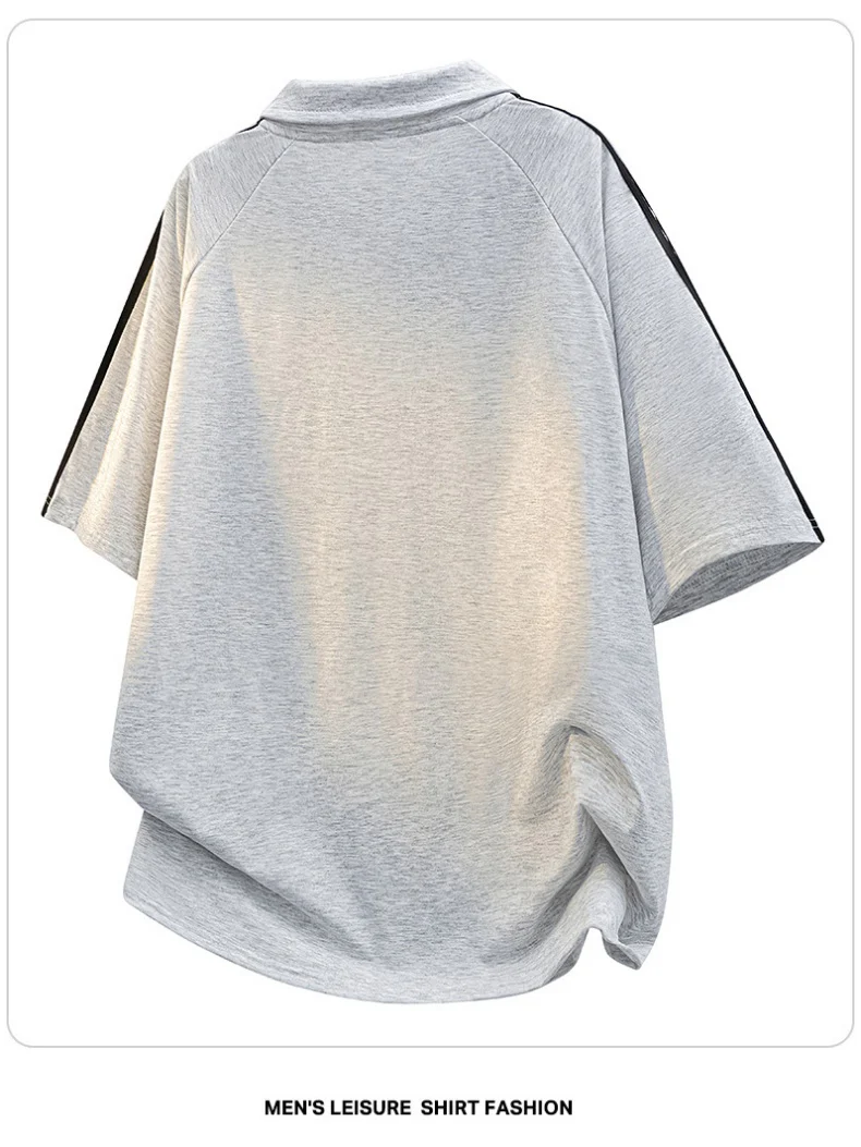 Stripes Patchwork Loose-fit POLO Shirt - Image 3