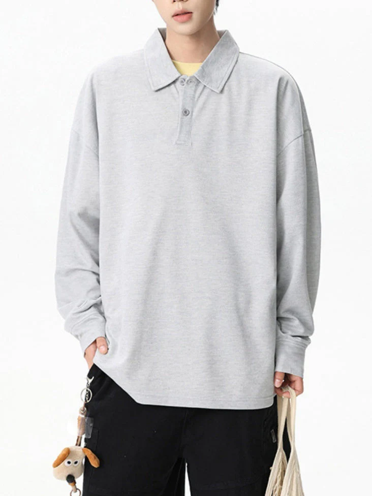 Solid Color Lapel Simplicity Polo - Image 3