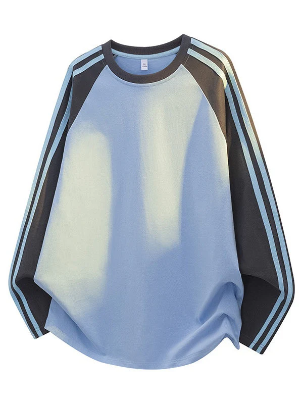 Liber Autumn Neutral wear Color matching Stripes T-shirts - Image 3