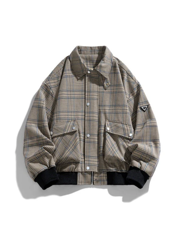 Lapel Plaid Loose Jackets - Image 2