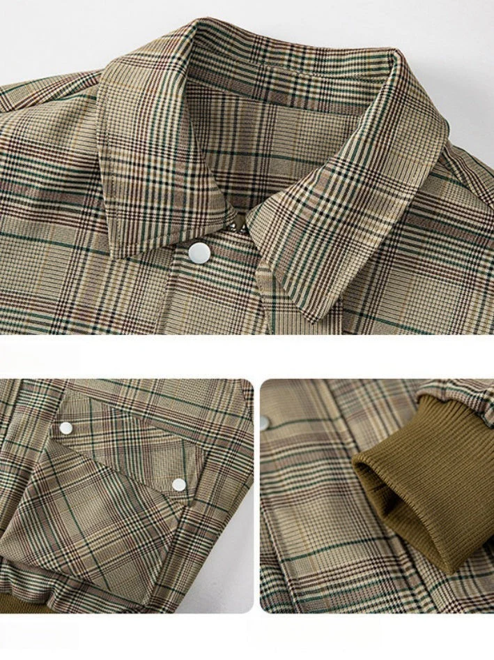 Lapel Plaid Loose Jackets - Image 3
