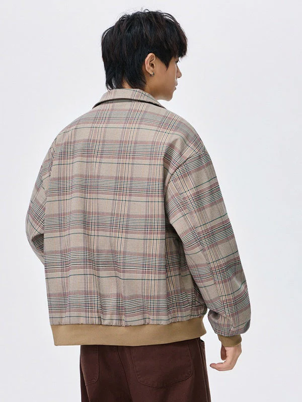 Lapel Plaid Loose Jackets - Image 4