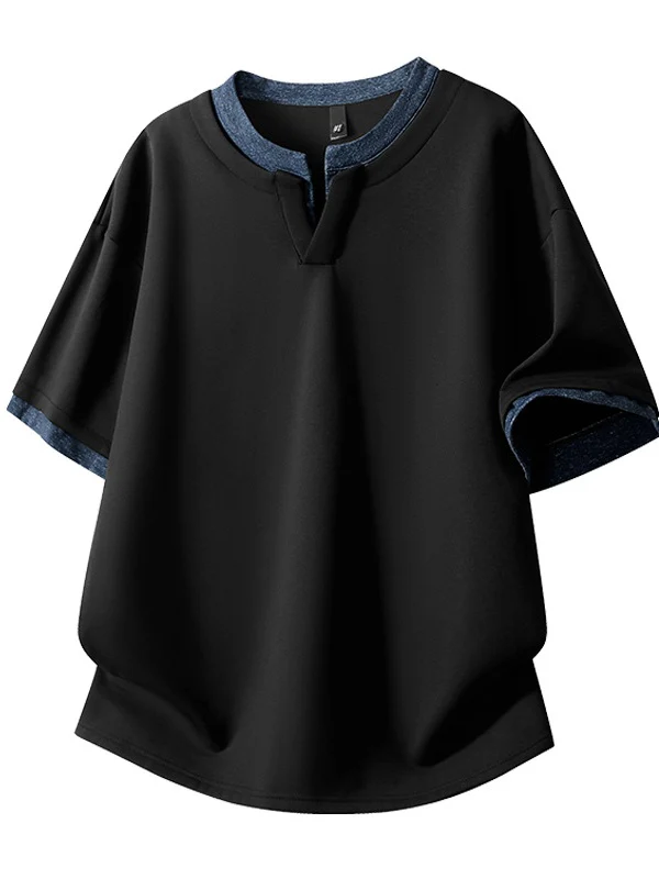 Layered-look Color-blocked Loose-fit T-shirts - Image 10