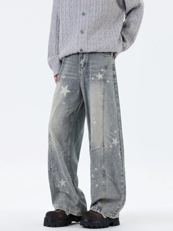 Washing Old Star Printed Wide-leg Machete Jeans - Image 2