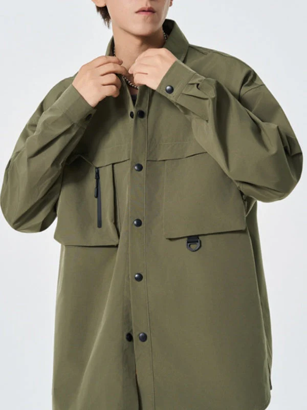 Water Proof Tooling Loose Lapel Long-sleeved Shirt - Image 3