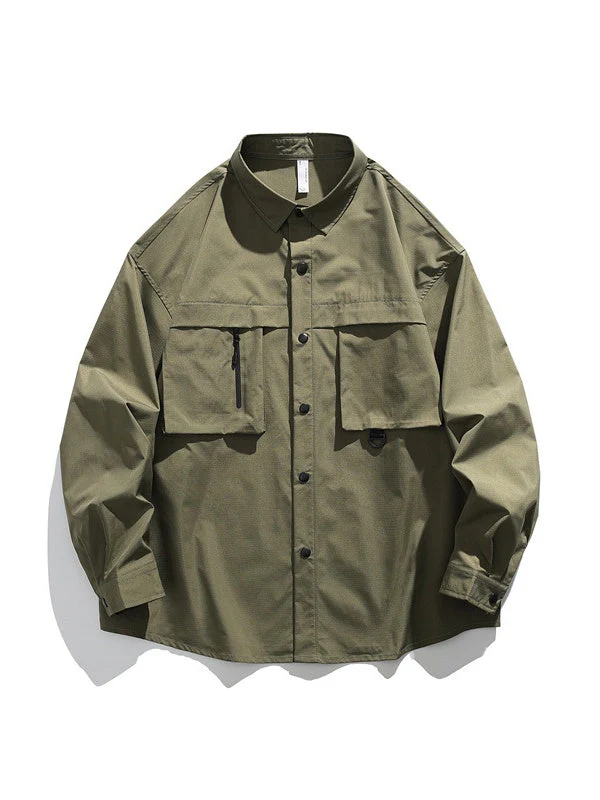 Water Proof Tooling Loose Lapel Long-sleeved Shirt - Image 4