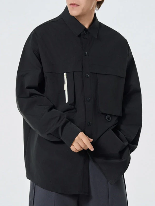 Water Proof Tooling Loose Lapel Long-sleeved Shirt - Image 7