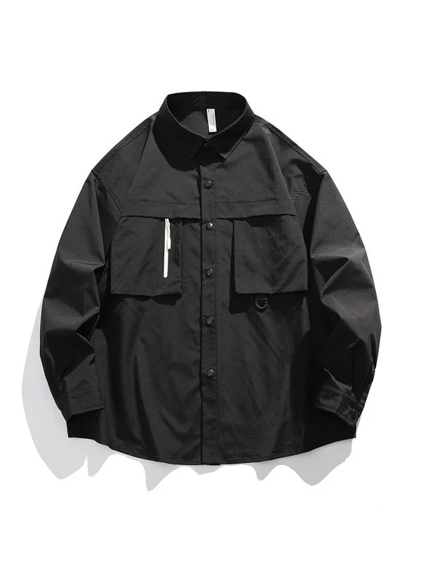 Water Proof Tooling Loose Lapel Long-sleeved Shirt - Image 8