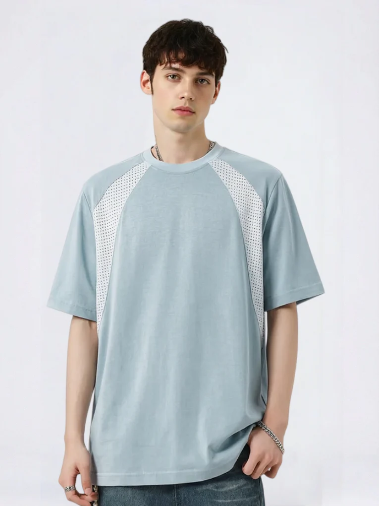 Color-blocked Patchwork Breathable Loose-fit Quick-drying T-shirts