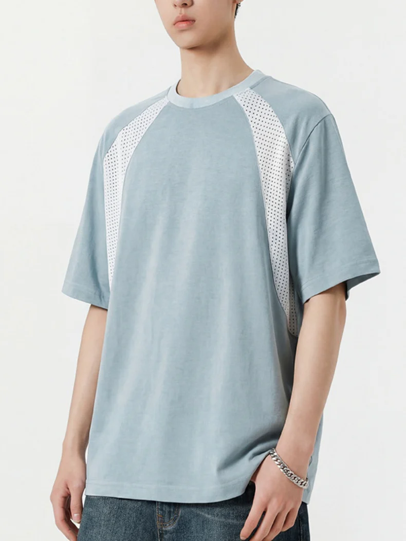 Color-blocked Patchwork Breathable Loose-fit Quick-drying T-shirts - Image 2