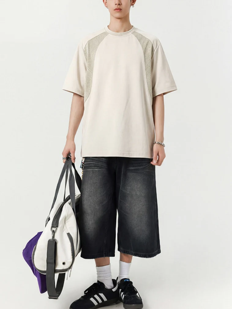 Color-blocked Patchwork Breathable Loose-fit Quick-drying T-shirts - Image 7