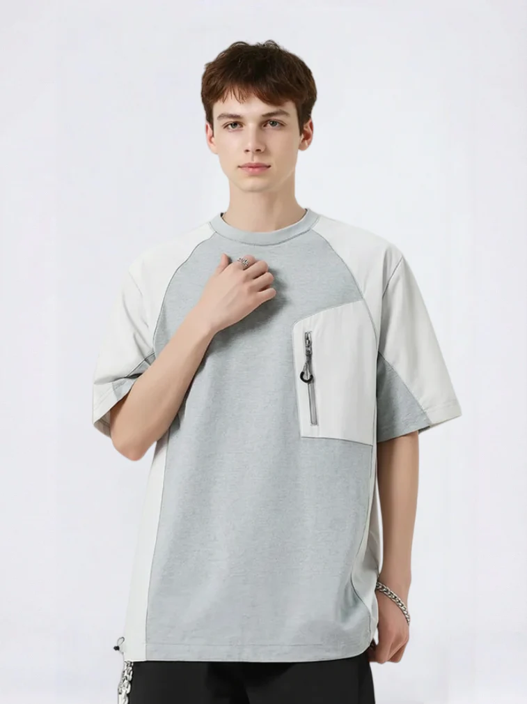 Color-blocked Patchwork Breathable Loose-fit T-shirts