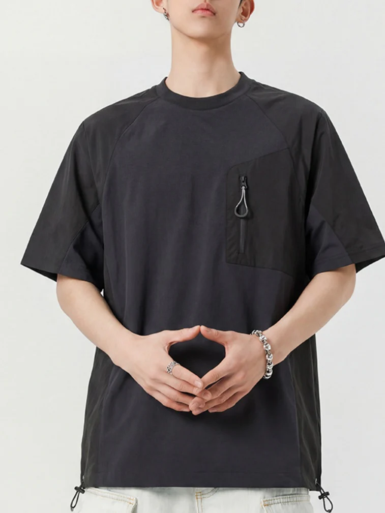 Color-blocked Patchwork Breathable Loose-fit T-shirts - Image 4