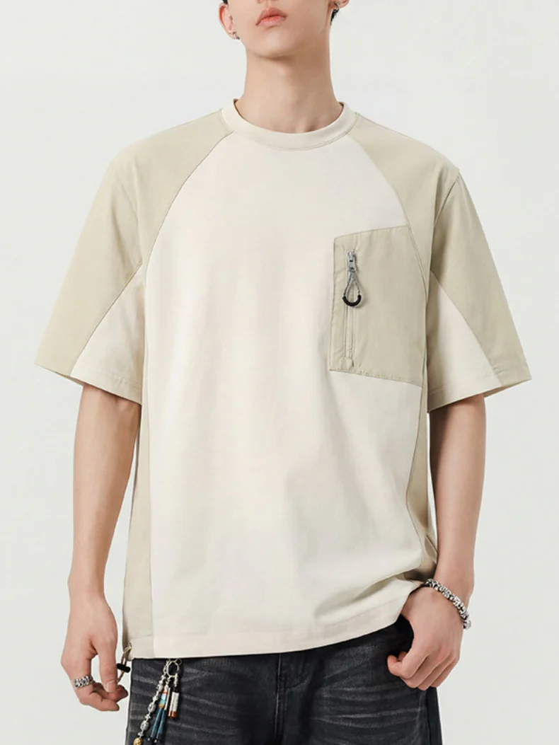 Color-blocked Patchwork Breathable Loose-fit T-shirts - Image 7