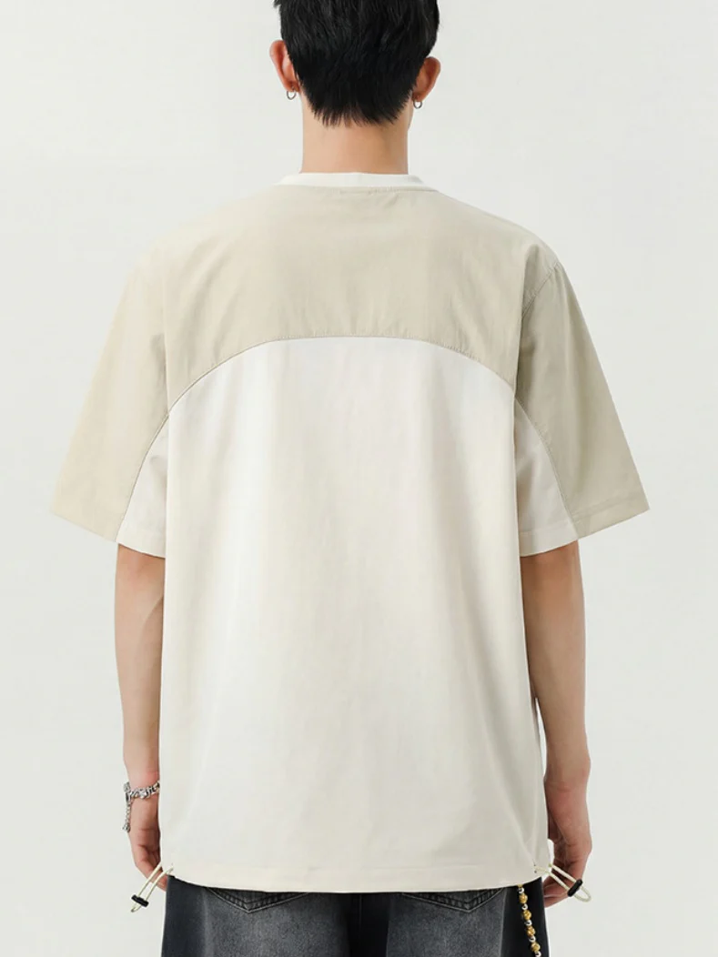 Color-blocked Patchwork Breathable Loose-fit T-shirts - Image 9