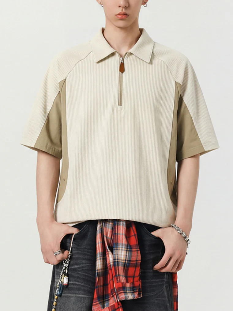 Color-blocked Leisure Breathable Loose-fit POLO Shirt - Image 4