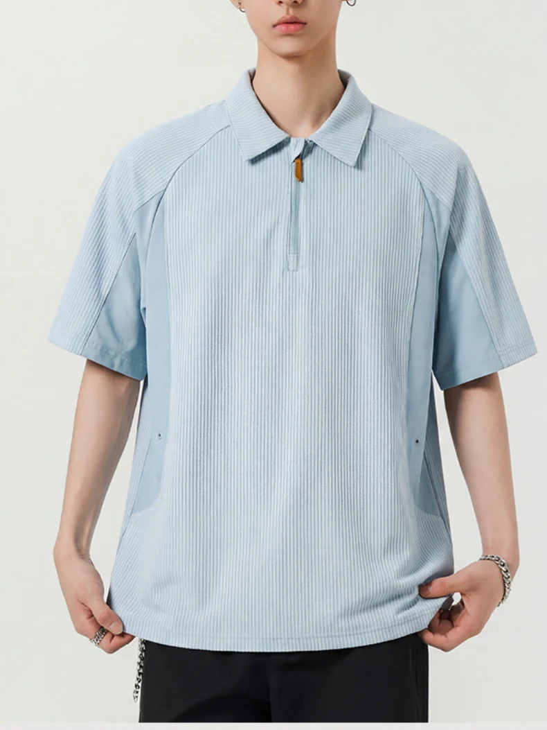 Color-blocked Leisure Breathable Loose-fit POLO Shirt - Image 6