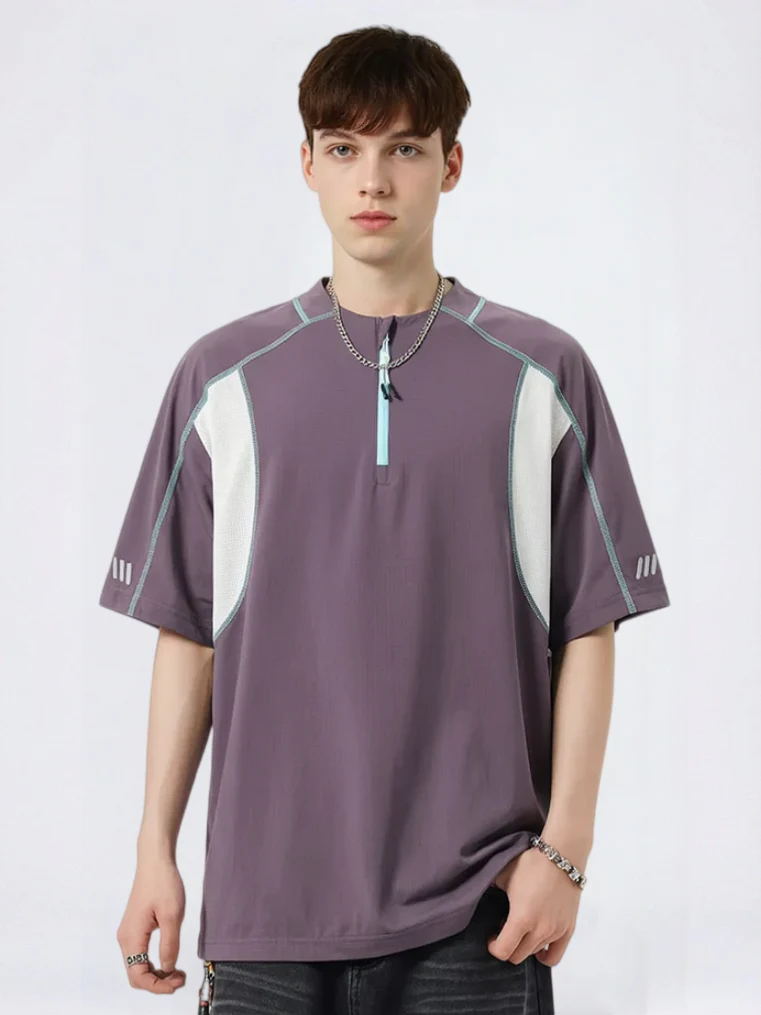 Quick-drying Color-blocked Breathable Loose-fit POLO Shirt