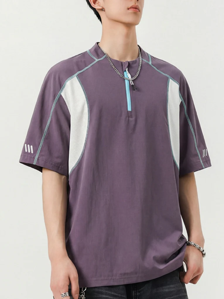Quick-drying Color-blocked Breathable Loose-fit POLO Shirt - Image 2