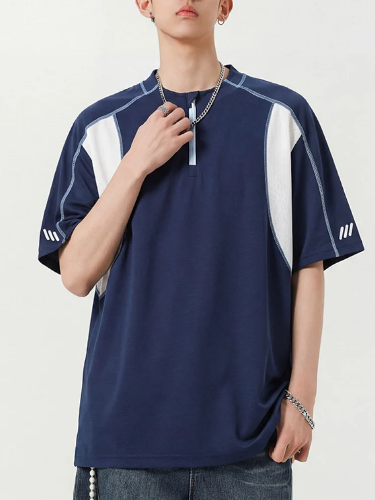 Quick-drying Color-blocked Breathable Loose-fit POLO Shirt - Image 4