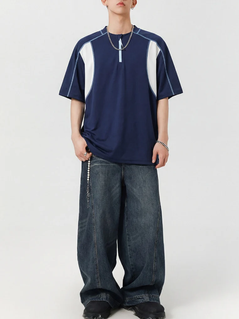 Quick-drying Color-blocked Breathable Loose-fit POLO Shirt - Image 5