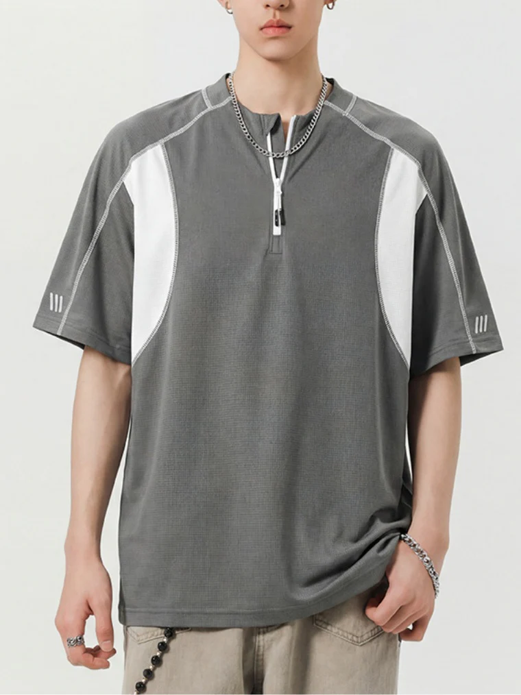 Quick-drying Color-blocked Breathable Loose-fit POLO Shirt - Image 7