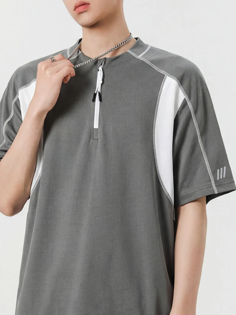 Quick-drying Color-blocked Breathable Loose-fit POLO Shirt - Image 8