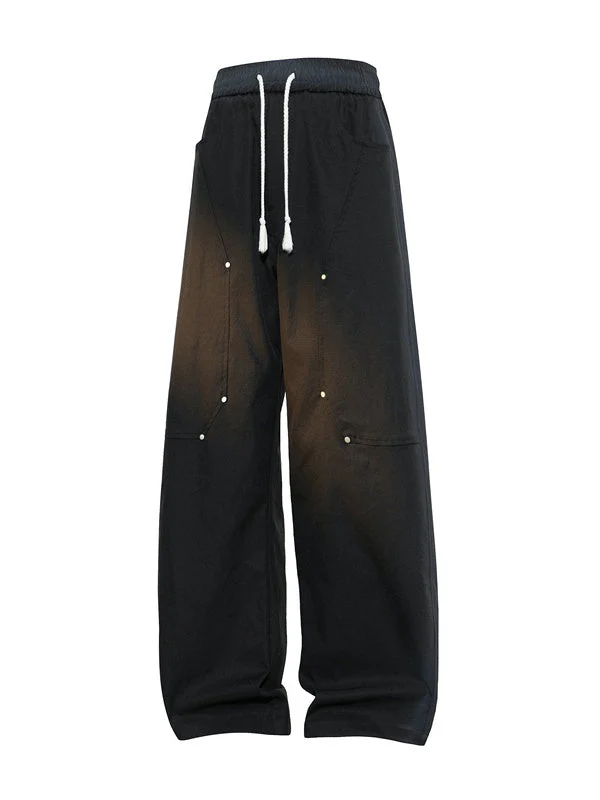 Liber Autumn Neutral wear Studs Stripes Cargo Trousers - Image 11