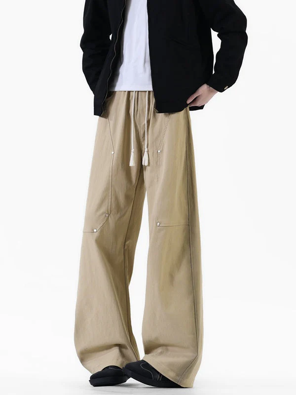 Liber Autumn Neutral wear Studs Stripes Cargo Trousers - Image 2