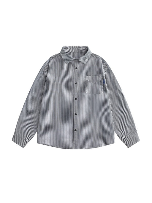 Vertical Stripe Color-blocked Shirts - Image 3