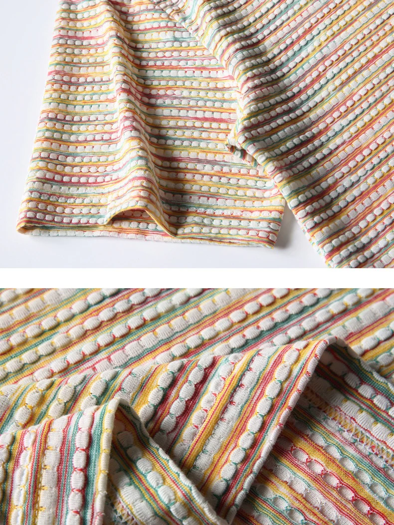 Color-blocked Rainbow Stripes Loose-fit T-shirts - Image 8