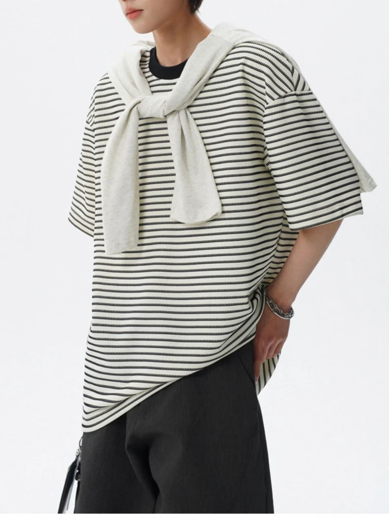 Color-blocked Stripes Loose-fit T-shirts - Image 2