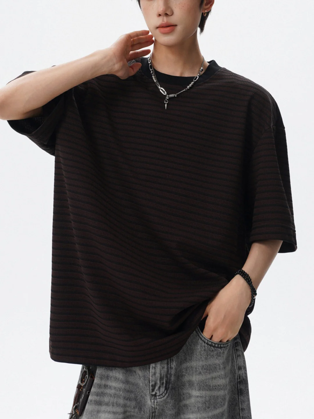 Color-blocked Stripes Loose-fit T-shirts - Image 4