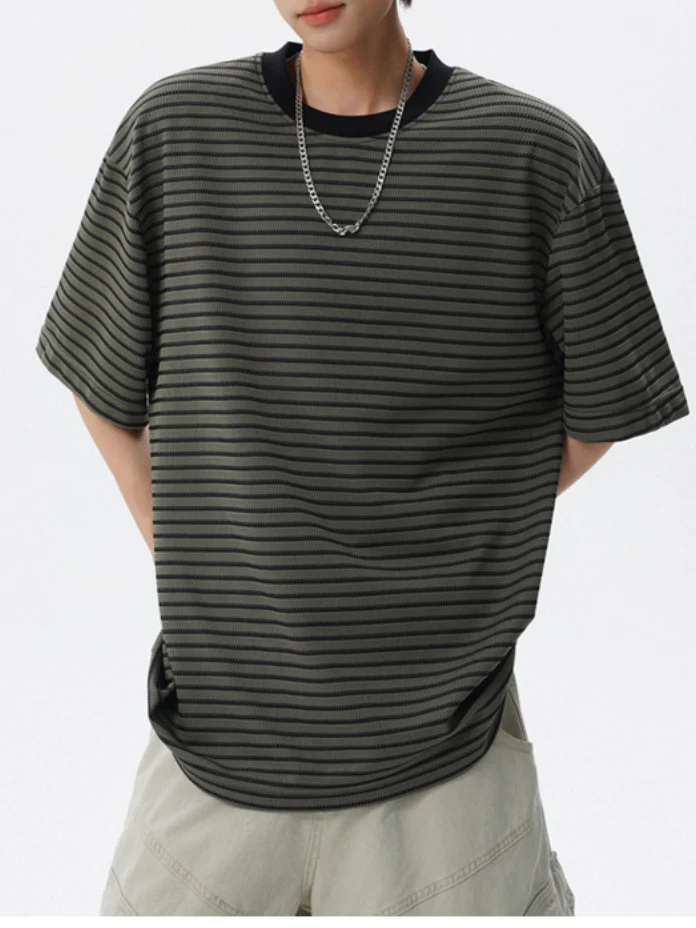Color-blocked Stripes Loose-fit T-shirts - Image 7