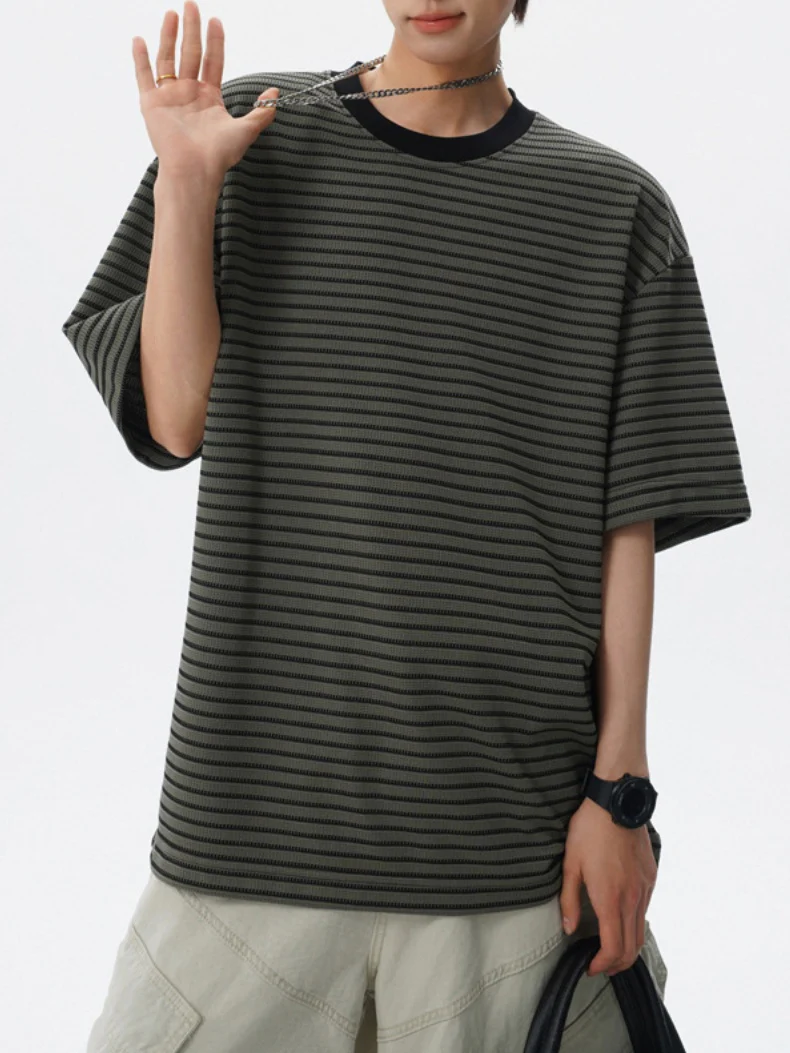 Color-blocked Stripes Loose-fit T-shirts - Image 8