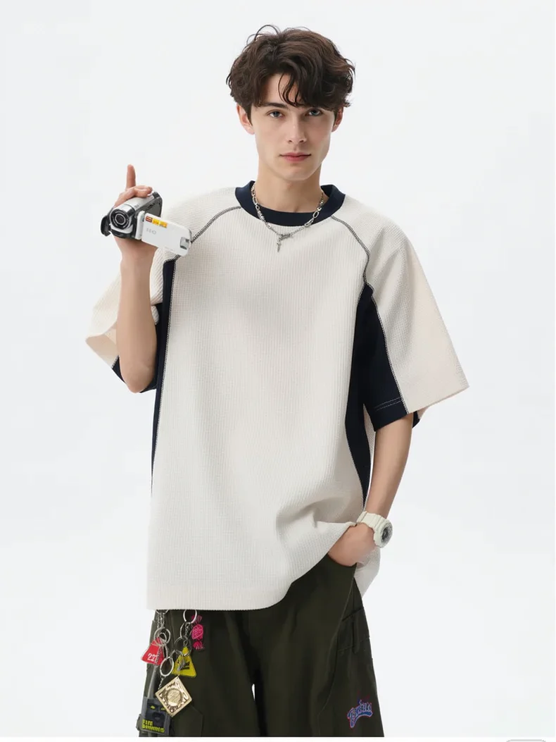 Color-blocked Leisure Loose-fit T-shirts