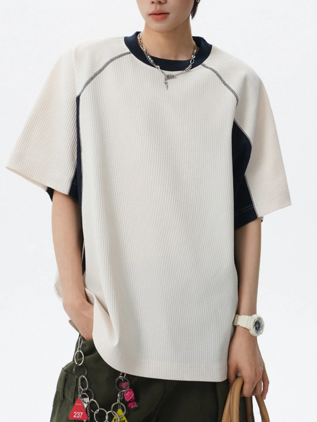 Color-blocked Leisure Loose-fit T-shirts - Image 2