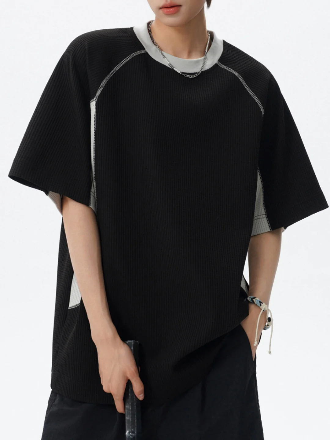 Color-blocked Leisure Loose-fit T-shirts - Image 4