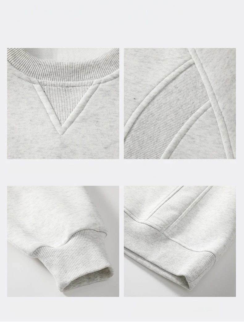 Boxy Structure Patchwork Collarless Sweatshirt - Image 10