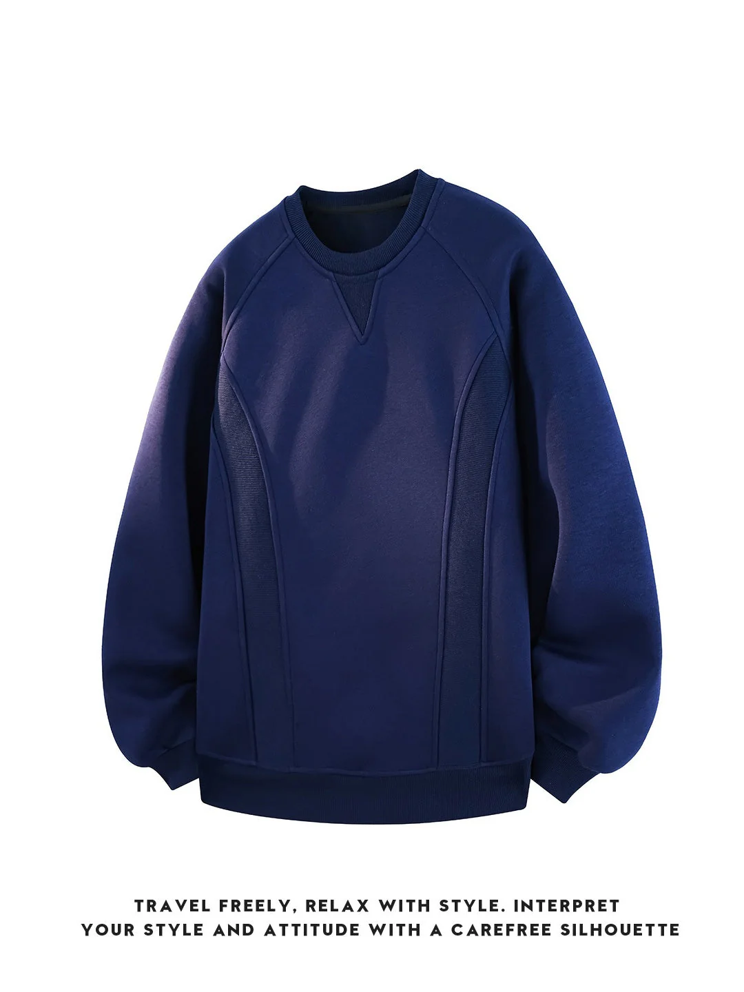 Boxy Structure Patchwork Collarless Sweatshirt - Image 3