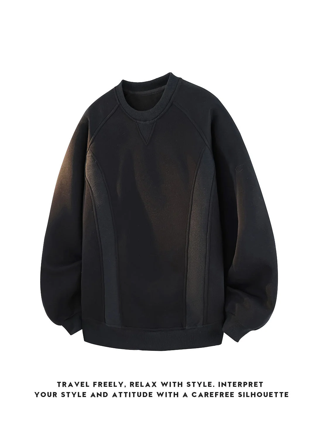 Boxy Structure Patchwork Collarless Sweatshirt - Image 6