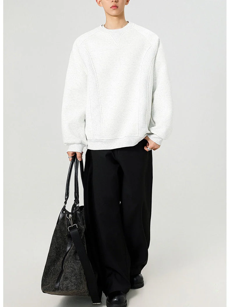Boxy Structure Patchwork Collarless Sweatshirt - Image 8