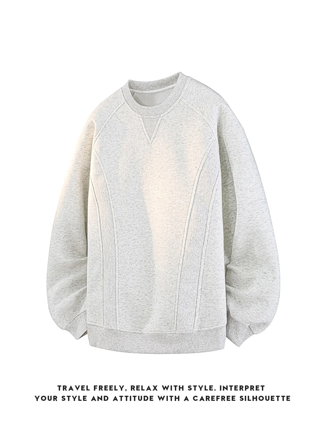 Boxy Structure Patchwork Collarless Sweatshirt - Image 9