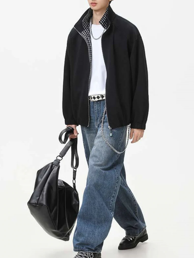 Layered-look Double Collar Color-blocked Jackets - Image 10