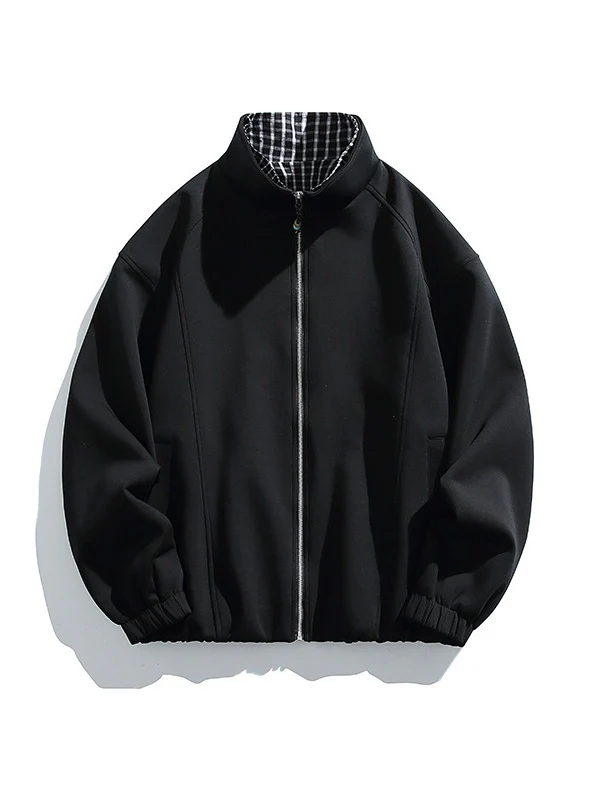 Layered-look Double Collar Color-blocked Jackets - Image 11