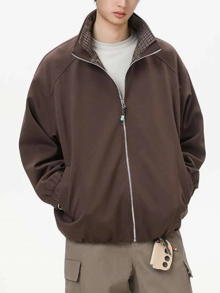 Layered-look Double Collar Color-blocked Jackets - Image 2