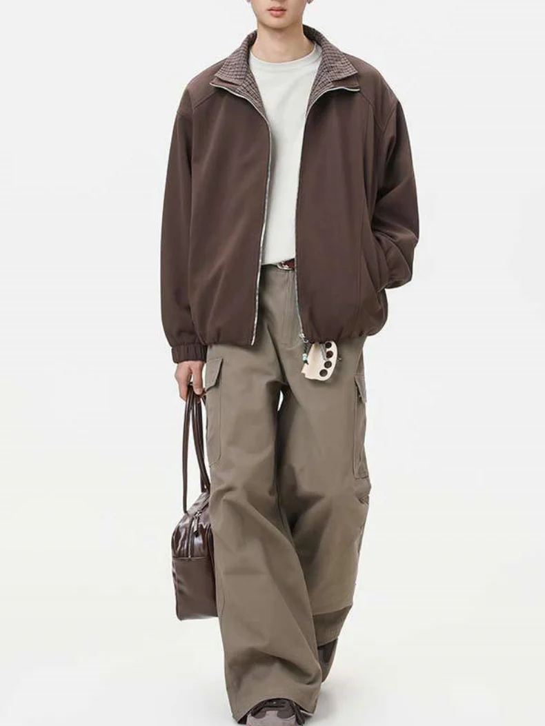 Layered-look Double Collar Color-blocked Jackets - Image 3