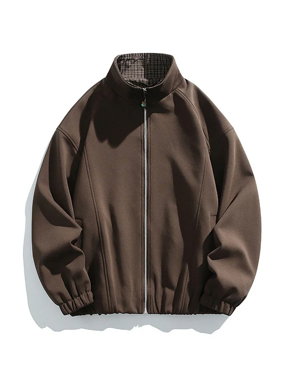 Layered-look Double Collar Color-blocked Jackets - Image 4