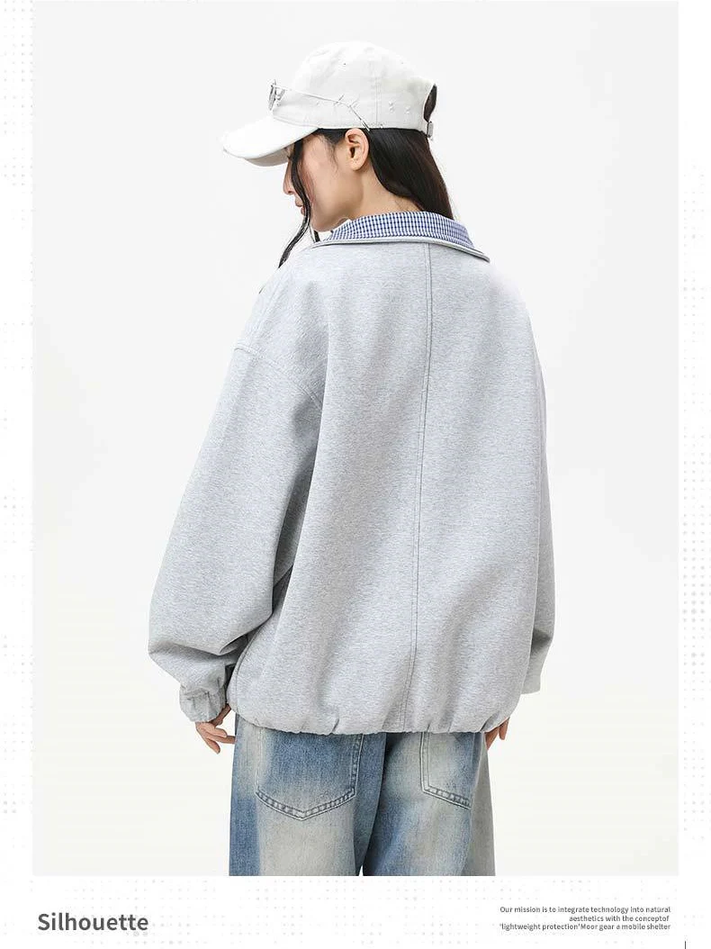 Layered-look Double Collar Color-blocked Jackets - Image 6