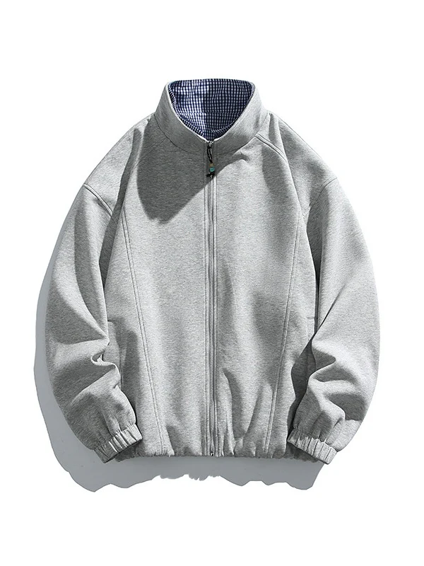 Layered-look Double Collar Color-blocked Jackets - Image 7